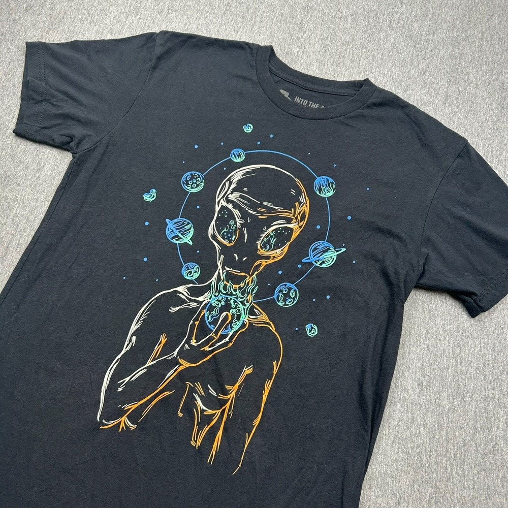 Into the AM Alien Graphic Tshirt Mens Medium Black Short Sleeve
